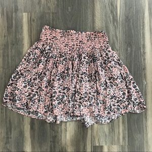 Pink Floral boho Skater Skirt